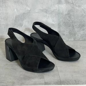 Naturalizer | Shoes | Naturalizer Black Gen N Leap Blockheel Peeptoe Slipon  Dress Sandals Sz 85 | Poshmark